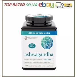 youtheory Ashwagandha 1,000 mg, 180 Capsules
