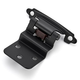 Ravinte 2 Packs 1 Pair 3/8" Inset Matte Black Cabinet Self Closing Hinges for Kitchen/Bathroom/Furniture Cabinets & Doors,Decorative Cupboard Hardware with Door Bumper