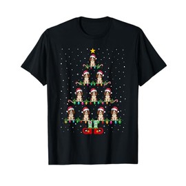 Christmas Tree Lights Santa Hat ELF Brittany Spaniel Dog Men Women Kids T-Shirt