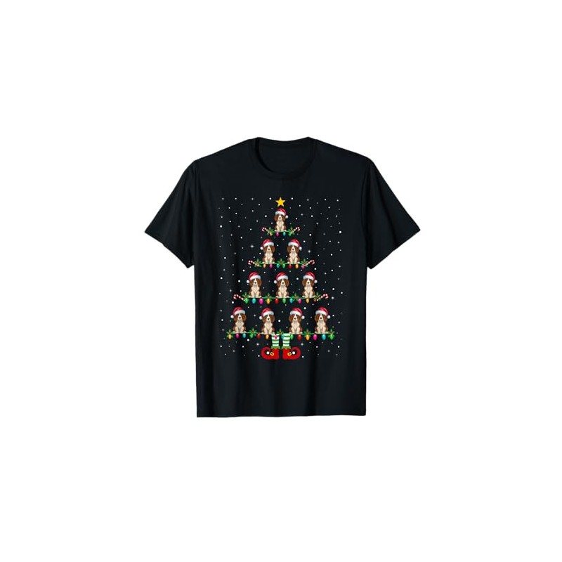 Christmas Tree Lights Santa Hat ELF Brittany Spaniel Dog Men