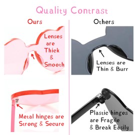 Yoela Heart Thick Oversized Rimless Sunglasses One Piece Heart Shape Eyewear Colored Sunglasses for Women And Men.