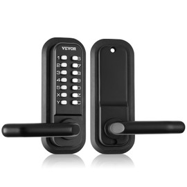 VEVOR Mechanical Keyless Entry Door Lock, 14 Digit Keypad, Embedded Outdoor Gate Door Locks Set with Keypad and Handle, Water-Proof Zinc Alloy, Easy to Install, for Garden, Garage, Yard, Storage Shed