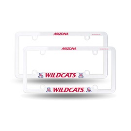 Arizona Wildcats Raised Letter White Plastic (Set of 2) License Plate Frames