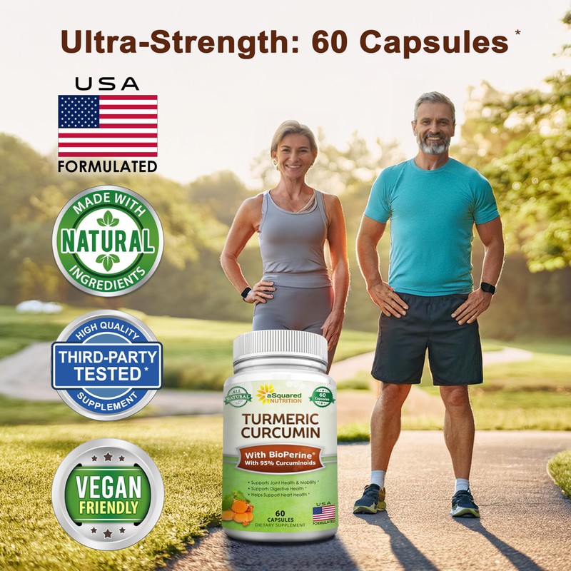 aSquared Nutrition Turmeric Curcumin 1300mg with BioPerine Black Pepper Extract