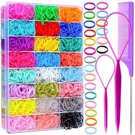 YGDZ YGDZ Elastic Hair Bands 24 Colors, 1500 pcs Mini Hair Rubber Bands for Hair, Colorful Toddler Hair Accessories, Soft Small Girl Hair Ties, Hair Accessories Set for Girl, Baby, Kids