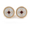 17mm Gold Tone White/Red Enamel Faux Pearl Button Clip On