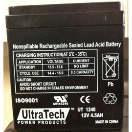UltraTech UT-1240 12V, 4.5Ah Sealed Lead Acid Alarm Battery UT1240 ISO9001 (2 Pack)