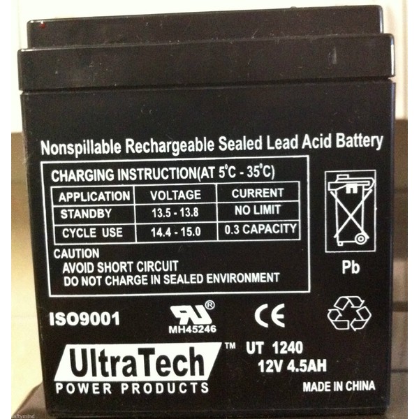 UltraTech UT-1240 12V, 4.5Ah Sealed Lead Acid Alarm Battery UT1240