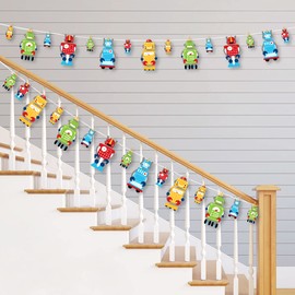 Big Dot of Happiness Gear Up Robots - Birthday Party or Baby Shower DIY Decorations - Clothespin Garland Banner - 44 Pieces