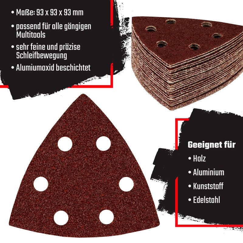 Pack of 50 Delta Sanding Paper 93x93x93 mm Grain 40