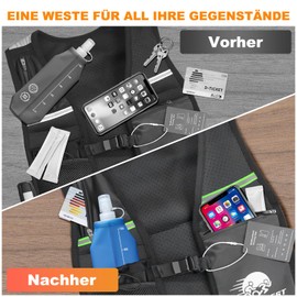 Running Vest for Men and Women, Ultralight Running Vest with 500 ml Water Bottle, 6 Pockets, Breathable, Adjustable, Reflective Running Backpack for Running, Marathon, Hiking, Cycling