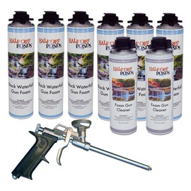HALF OFF PONDS Professional Waterfall Foam Bundle - Steel Foam Gun, (6) 24oz Foam, (2) 20oz Cleaner Combo Pack - FOAMSET-PRO