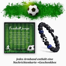 YELUWA Football Gifts Boys, Football Gifts, Football Bracelet Gifts for Son Teenager Grandson Nephew Brother Graduation 5 6 7 8 9 10 11 12 Years Birthday for Boys Natural Stone Football Bracelet,