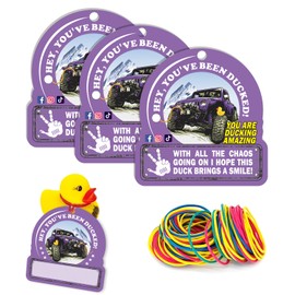 Forola You've Been Ducked Tags, Duck Duck Tag, Light Blue Duck Duck Tags, Ducking Game Card, 35 Ducked tags 35 Rubber Bands 2.52 x 2.44 card size, With Round Hole and Rubber Bands (Purple)