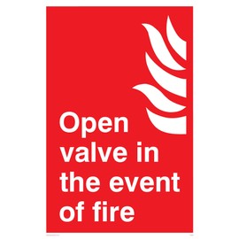 Viking Signs FV368-A4P-V "Open Valve In The Event Of Fire" Sign, Vinyl/Sticker, 200 mm H x 300 mm W