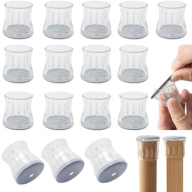 Furnigear Chair Leg Floor Protectors Chair Feet Sliders - Silicone Chair Leg Protectors for Hardwood Floors - Chair Glides for Carpet&Hardwood Floors, Chair Leg Caps Furniture Leg Cover Clear 16 Pack