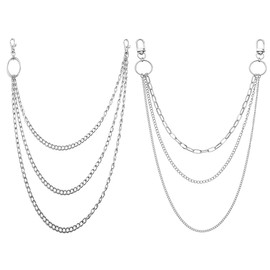 JKJF Punk Jeans Chains Hip Hop Pants Chain Multi Layer Pocket Chains for Women Men Girls Boys - 2 Pcs Silver