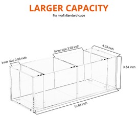 Richboom Cup Holder with Marker Slot - Double Plastic Cup Holder Clear Acrylic Countertop Disposable Coffee Cup Dispenser Mark Your Cup and Drink Up Party Accessory Social Gathering Housewarming Gift