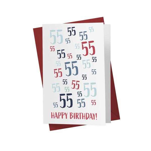 55th Birthday Card - Just A Number 55th Anniversary Card For Brother, Sister, Dad, Mom, Boyfriend, Grilfriend - 55 Years Old Birthday Card - Happy 55th Birthday Card - With Envelope