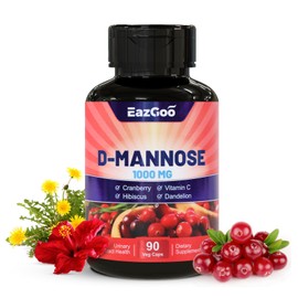EAZGOO D-Mannose Supplement – 1000mg Capsules with Cranberry, Vitamin C, Hibiscus & Dandelion Extract, Support Urinary Health, D Mannose & Cranberry Capsules, 90 Count