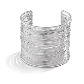 Wide Wire Cuff Chunky Bracelets for Women Bohemian Open Cuff Bangles Adjustable Wrist Cuff Trendy Boho Arm Bracelets for Ladies Multi-layer Cross Fashion Jewelry Prese (Silver, 1 PC (2.36*1.69 Inch))