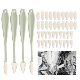 Set of 4 Sketch Wiping Pens, Paper Wipers with 40 Replacement Heads, Sketch Wiping Pens, Erase Sponge Tool, Art Blender, Erasers - for Artists, Students and Charcoal Sketching Enthusiasts