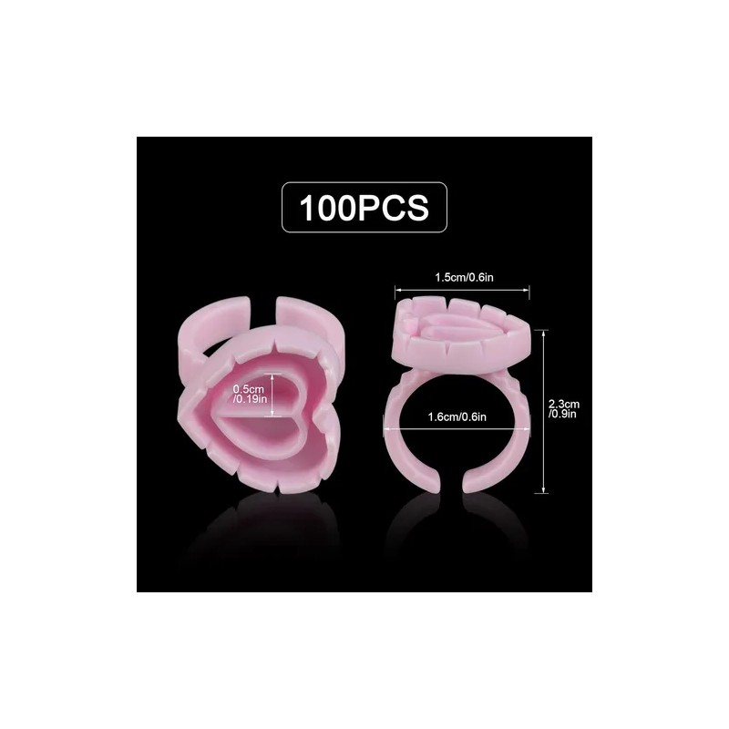 Anillos De Pegamento Para Extensin De Pestaas,100 Anillos Rosa