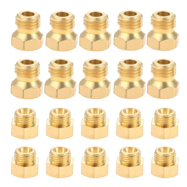 SURIEEN Replacement for Propane Lpg Gas Pipe Water Heater DIY Burner Parts, Brass Jet Nozzles M5x0.5mm/0.68mm (10pcs) and M6x0.75mm/0.5mm (10Pcs)