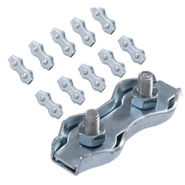 KATSU Duplex Clamp 667271 6 mm Stainless Steel Wire Rope Clamp Clips Bolt Poly Cable Clamp Electric Fence Joint Electric Fencing Fence Connector Connect
