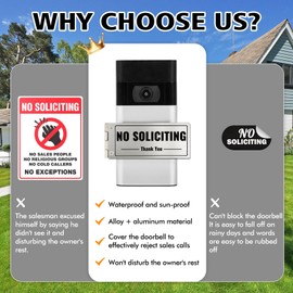 SZTGR Metal Rotatable Doorbell Cover - No Soliciting & Do Not Disturb Sign ，For House/front door，Standard Doorbells/ring, Easy Install | Ideal for Dog Owners, Napping Babies & Privacy Seekers