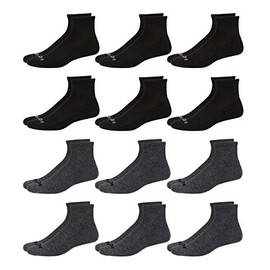 AND1 Men's Athletic Arch Compression Cushion Comfort Quarter Cut Socks (12 Pack), Size Shoe Size 6-12.5, GrayBlack