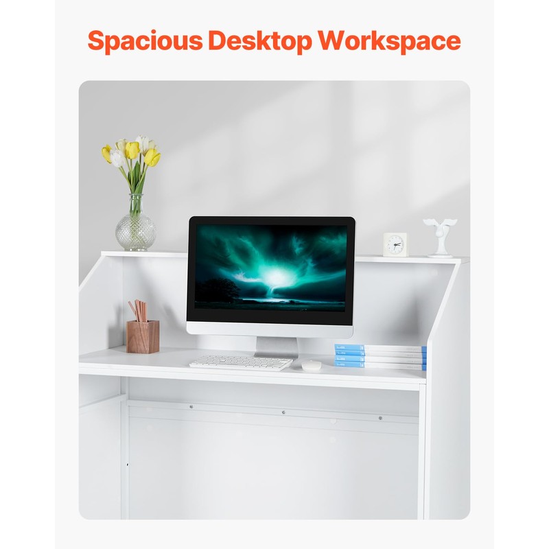 VEVOR Reception Desk, 46 Inch Rectangular Front Counter Table, Office