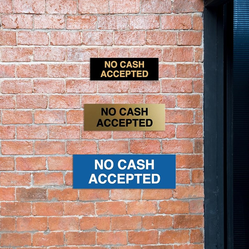 Basic No Cash Accepted Sign (Brushed Gold) - Small 2