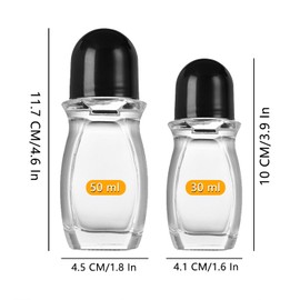OTXKXBLP 2PCS Glass Empty Roller Bottles with Plastic Roller Ball, Deodorant Roll On Bottles Containers Leak Proof Massage Roller Ball Bottles with Cap For Essential Oils Perfume Cosmetics(30ml+50ml)