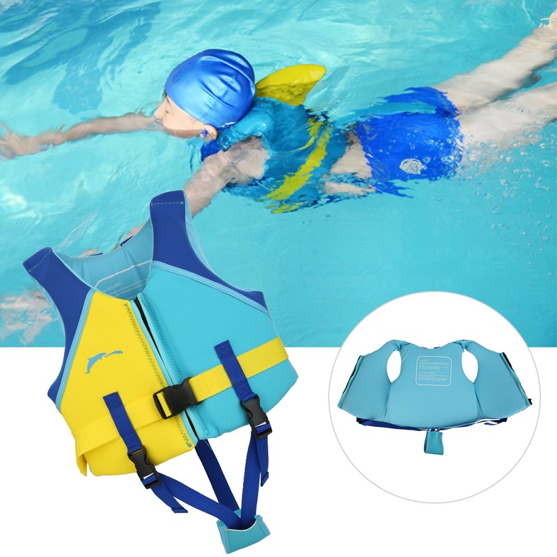 Neoprene Blue Yellow Summer Children Life Jacket Fin Buoyancy Floating