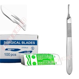 100 Sterile No 10 Surgical Blades with Free No 3 Scalpel Knife Handle Medical Dental CYNAMED