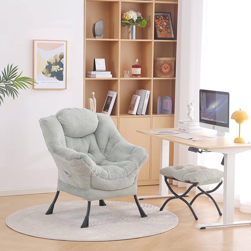 LITA Lazy Chair with Ottoman, Modern Accent Leisure Upholstered Sofa