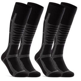 2 Pairs of Ski Socks Men's & Women's Ski Knee Socks, black
