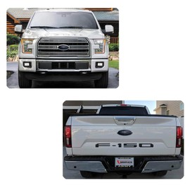 HHLOU Fit F150 Emblem 9.5 inch Overlay Emblem Front Grille Tailgate Rear Oval American Black Flag Badge for Ford F150 2015-2021 Years(2 Pcs) (Black)