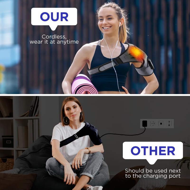CHILLORA Heated Shoulder Wrap - Cordless Heating Pad Massager With
