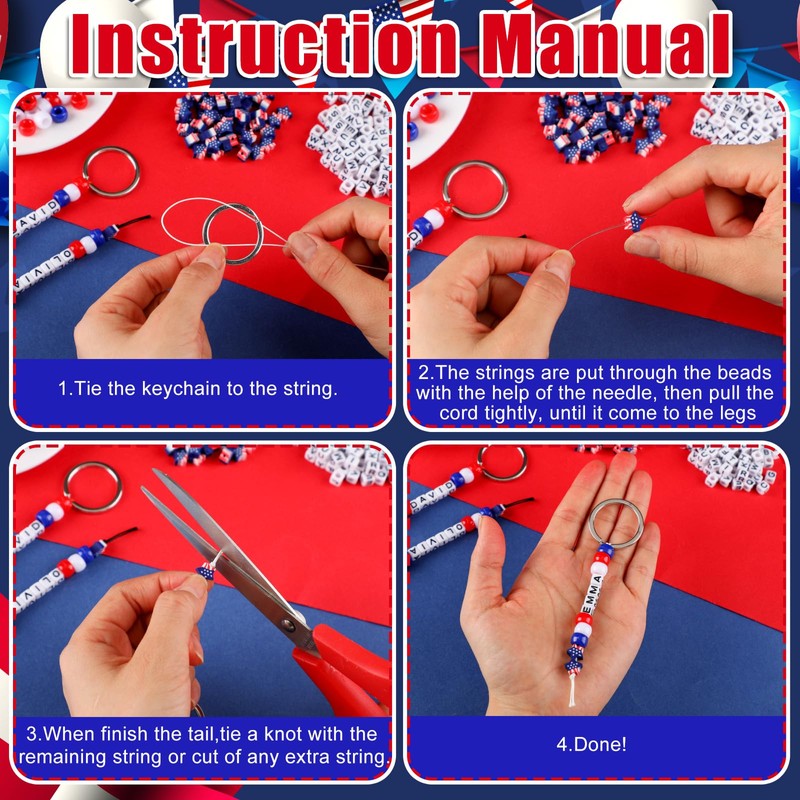 Landical 564 Pcs DIY Bead Keychain Kit Key Chain Making