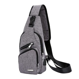 PHABULS Small Sling Bag for Women, Canvas Sling Backpack, Shoulder Bag for Women With USB Charging Port For Cycling Hiking Travel small backpack for women (Light Grey)