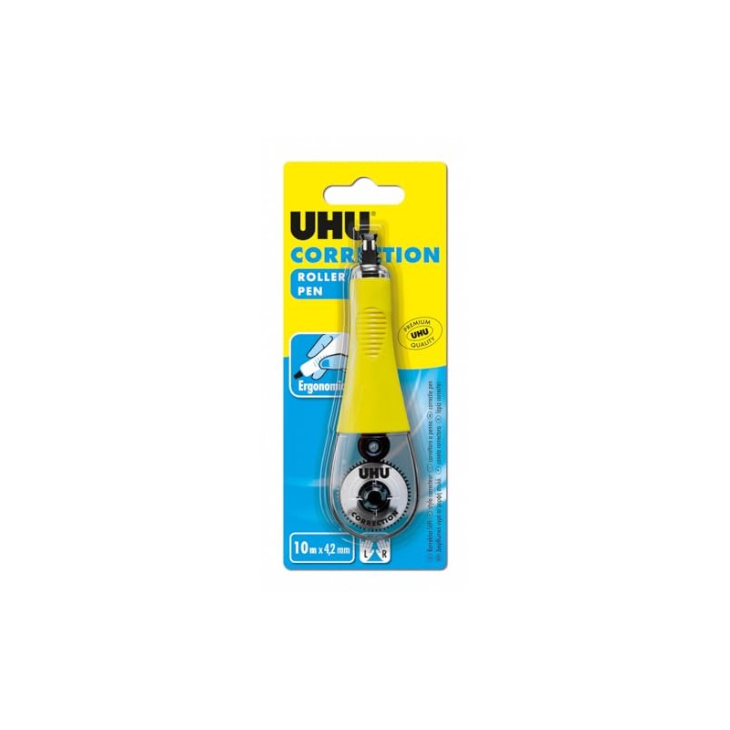 UHU Correction Roller, Ergonomic, Fast and Accurate, White, 10 m
