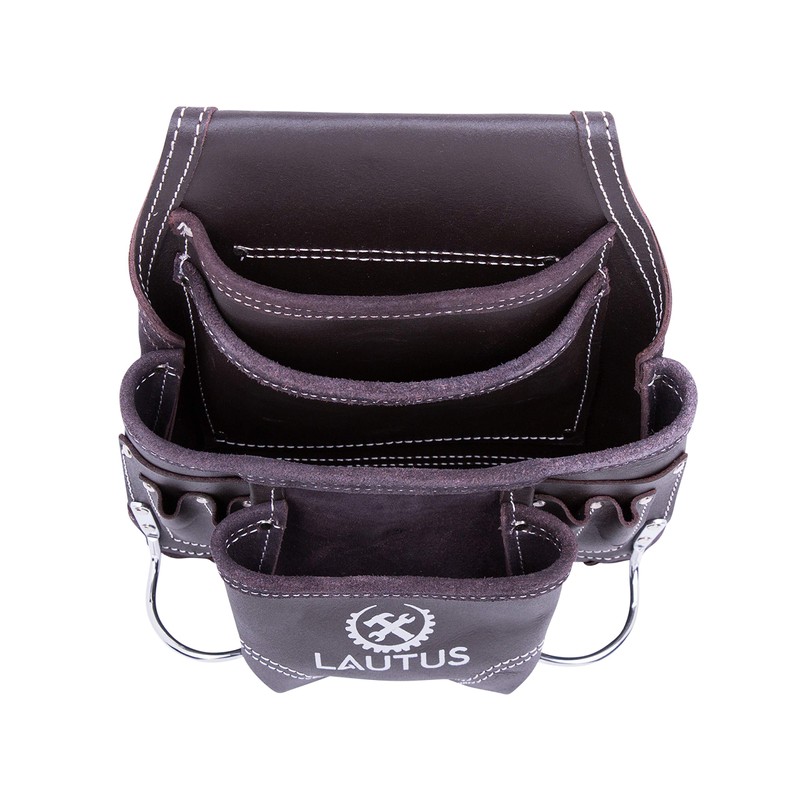 LAUTUS Oil Tanned Leather Tool Pouch Bag | Carpenter, Construction,