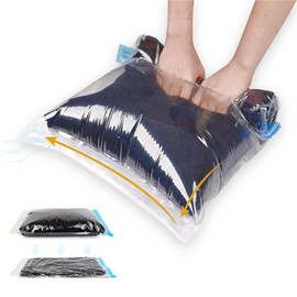 12pcs Bolsas de Almacenamiento al Vacio,Bolsas Vacio Ropa Enrollada a Mano  Bolsa Vacio Resistente para Ahorrar Espacio, Ropa, Equipaje, Organizador  