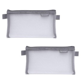 XuJJunB Small Pouch, Set of 2 (Gray), Mesh Cosmetic Pouch, Mini, Cosmetic Storage, Small Items, For Business Trips, Travel