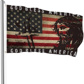 Bozidol God Bless America Flag, Patriotic American Flags for Outside 3x5 Ft Double Sided Polyester Jesus Flag for House Yard Outdoor Faith Christian Flags Banner Decor