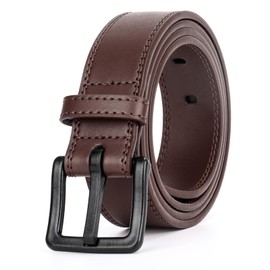 XZQTIVE Men’s Metal Free Belt Hypoallergenic Leather Belts For Jeans Dress Nickle Free TSA Belt With Black Buckle
