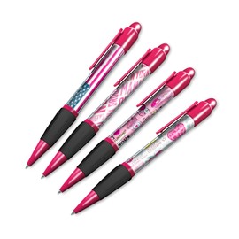 DV DESIGN Set of 4 New York Pink Ballpoint Pens - USA America City NYC Black Ink Travel Holiday Friends Boys Girls Men Women Theme Pen #81354