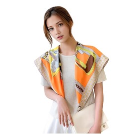 VelureLWJ Like Silk Head Scarf for Women, 35 inch Large Square Satin Scarf, Silk Scarf for Women Neck, Orange Scarfs,Luxuriously Soft and Silky Smooth Fashion Accessory